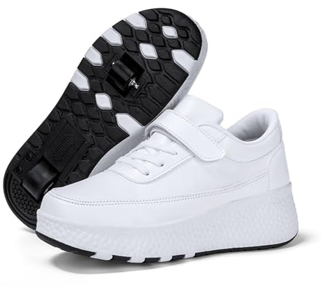 Chaussure a Roulette pour garçons et Filles Basket Roller Retractable Créatif Basket Enfant Chaussure Roller Chaussure Roller pour Sports de Plein air,Blanc,30EU