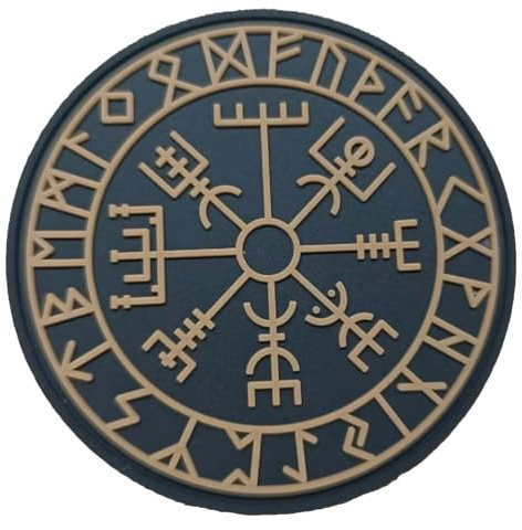 Écusson PVC VEGVISIR VIKING COMPASS BROWNPatch 3D PVC Scratch Hook Loop 80 mm | Broche patch MILITAIRE 3D pour sacs à dos militaires | Idéal outdoor, randonnée, airsoft, survie TS-PTCH-VKGBBRW