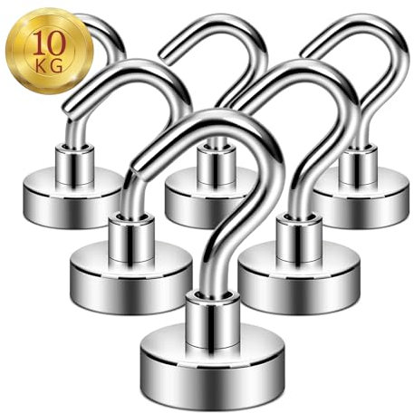 ATEWEITA Crochets Magnétiques Extra Forts avec Crochet pour Réfrigérateur, Neodyme Crochets pour Frigo Cuisines Bureau École Crochet de Croisière, Magnetic Hook