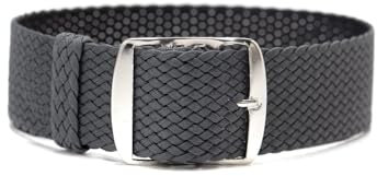 ClassicWatchStraps Perlon Uhrenarmband | Dunkelgrau - 18 mm - Schließe: Silber Gebürstet | Nylon | Ersatz-Armband