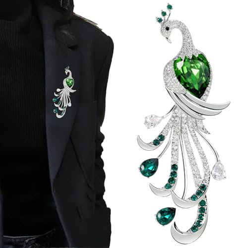 Pins, Broche Paon Vert, Broches médiévales pour femme, broches personnalisées, broches vintage, 35 * 90mm