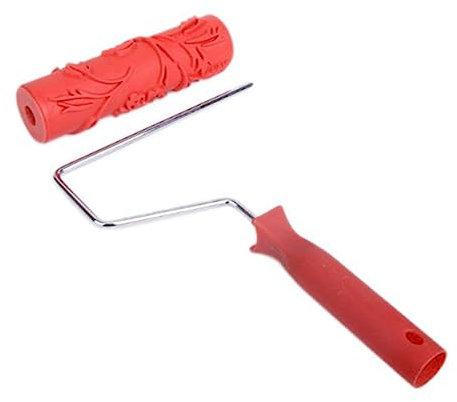 Veemoon DIY Flower Pattern Paint Roller for Wall Decoration Decor Plastic Handle Rubber Roller Cover Texture Water-Based Paint Compatible