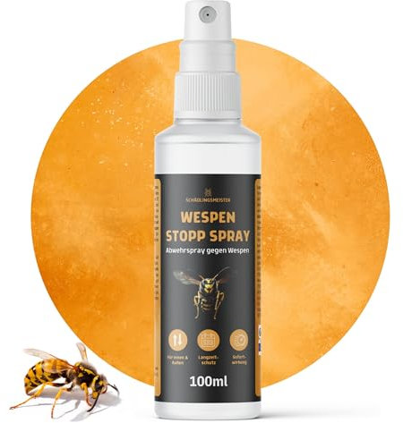 Wespen Stopp Spray - 100 ml - Hoch konzentriert - Effektiver Schutz - LANGZEITWIRKUNG - Für Innen & Außen - Anti Wespenspray - Wespen Abwehr für Zuhause - Wespen Spray - Alternative zu Wespenfalle