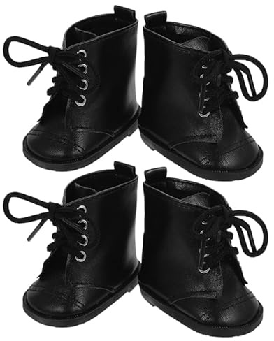 BESPORTBLE Puppenstiefel Aus Pu-Leder 2 Paar Mädchenpuppen Anziehstiefel Puppenzubehör Für Puppenhaus Rollenspiel Modische Stiefel Schwarz 2.95X2.28X1.69In