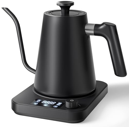 AGORVIO Gooseneck Electric Kettle, ±1°F Temperature Control Electric Kettle, 1.0L 1200W Fast Heating, 24H Keep Warm, 30Min Auto Memory, Food Grade Stainless Steel, Pour Over Kettle for Coffee and Tea