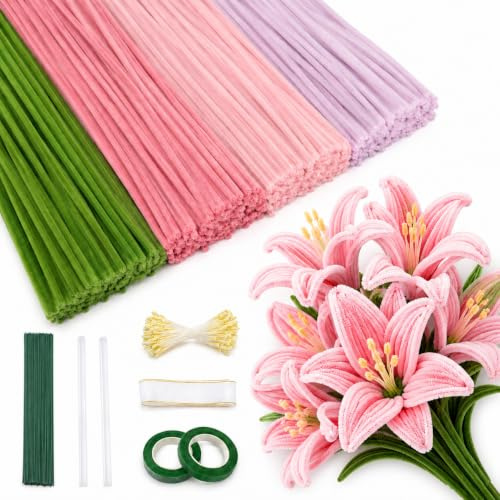 Kryndle Pipe Cleaners, 400 Pieces for Craft Flowers & Tulip Bouquets