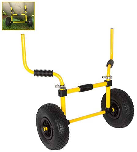 Suspenz Kayak Cart Trolley, Sit on Top SOT Adjustable Width Transport Carrier with No Flat Airless Wheels, Yellow, (22-0077)