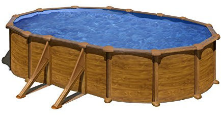 Piscina Gre KITPROV618WO Mauritius. - Piscina fuori terra in acciaio, ovale con aspetto in legno. Piscina scomponibile per Giardino. 610 x 375 x 132 cm