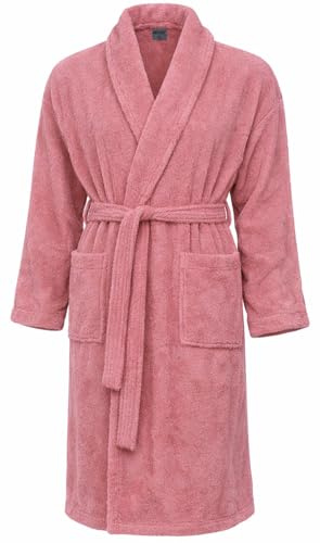 Adore Home 100% Cotton Terry Towelling Shawl Collar Bathrobe - Small, Pink