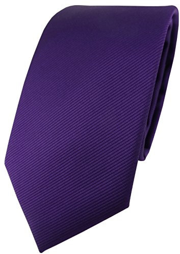 TigerTie Designer Krawatte in lila violett einfarbig Uni Rips