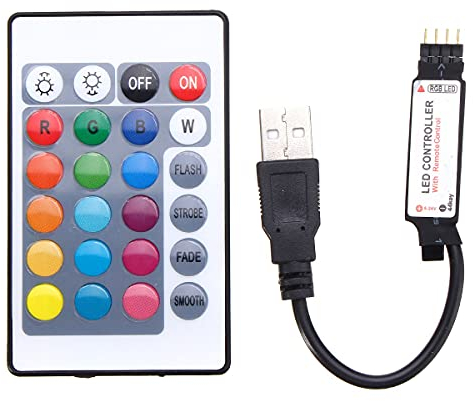 MASUNN 24 Clés USB LED Controller avec Télécommande pour DC5V 5050 RGB Strip Light