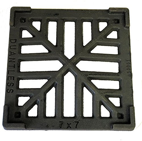 7 x 7 178mm x 178mm 13mm Thick Square Cast Iron Gully Grid/Grate Heavy Duty Drain Cover Black Satin Finish.
