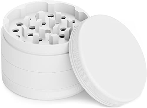 Keramik Grinder Crusher Haftfrei | 4-teilig | Nano Keramik beschichtete Kräutermühle | Ø 63 mm | inkl. Tragetasche, Pollenschaber, Pinsel und Mundstück