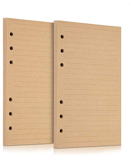 A5-Nachfüllpapier, liniertes Papier, 6 Löcher, Ringbucheinlagen, nachfüllbar, für Notizbuch, Planer, Tagebuch, Reisetagebuch, Organizer, 21 x 14,2 cm, 140 Blatt / 280 Seiten, 2 Stück