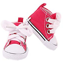 Aeromdale Puppenschuhe, Schnürschuhe, einfarbig, Leinen, 5 cm, für 32–34 cm, BJD-Puppe, Geschenke für Mädchen, Rot, 1 Paar