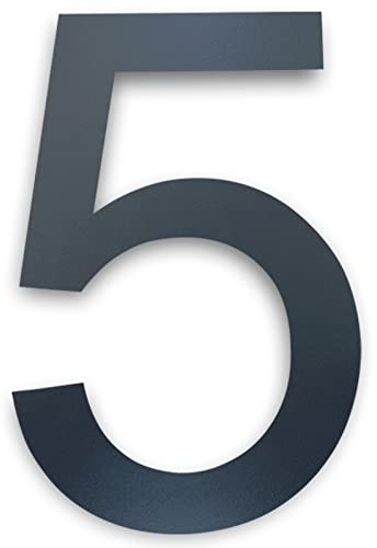MOLVCE Hausnummer Anthrazit aus Edelstahl Höhe 20 cm, RAL 7016 Anthrazit Hausnummer Massivem Edelstahl Feinstruktur Pulverbeschichtet, Schrift Arial - Ziffer 5
