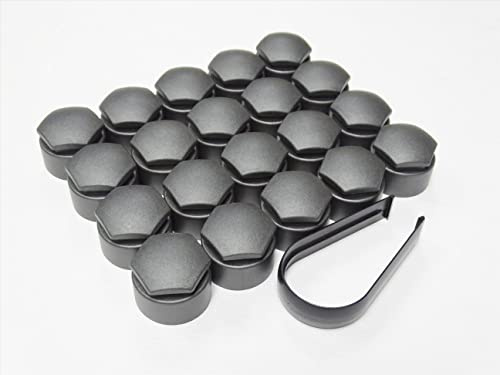 Partsdealers Cubiertas de tuerca de rueda de tipo redondo para Audi A1 A3 A4 A5 A6 A7 A8 TT Q3 Q5 Q7 17 mm (gris oscuro mate)
