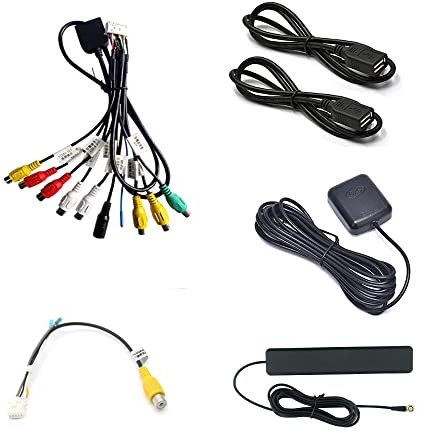 Bestycar Car Stereo Radio 4G RCA USB CAM in Cable GPS Antenna Wire Harness Kit for 9'' or 10'' Aftermarket Android Headunit with 16pin Power Socket 20pin RCA Port