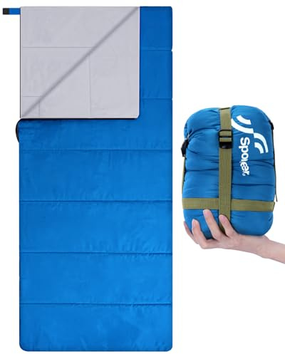 Sacco a Pelo, Sportneer Estate Sacchi a Pelo per Adulti Sacchi a Pelo Leggero e Idrorepellente per Uso Interno ed Esterno,Zaino in Spalla e Campeggio ed Escursionismo, 15℃-25℃, Blu