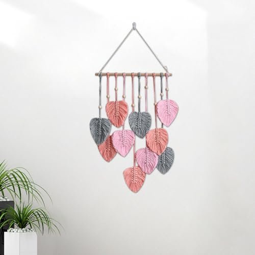 Qivine Arazzo da Parete Bohémien, Macrame da Parete in Macramè, Macrame Appeso a Parete, per Camera da Letto, Cameretta dei Bambini, Decorazione da Parete (Rosa)