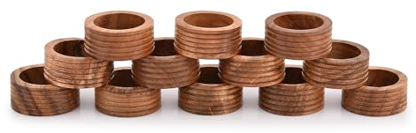 Indus Lifespace Serviettenring aus Akazienholz, 12 Stück, Serviettenringe aus Holz, handgefertigt in Indien, Tischdekoration