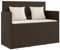 vidaXL Gartenbank mit Kissen, Sitzbank mit Staufach unter Sitzfläche, Parkbank mit abnehmbaren Bezügen, Außenbank Outdoor Bank, Braun Poly Rattan