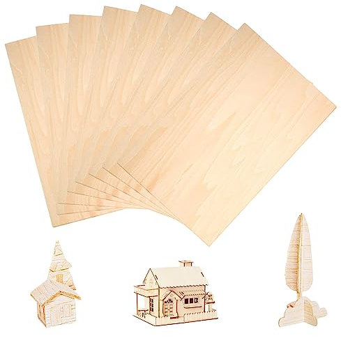 Feuilles de panneaux de particules, planche de bois for l'artisanat, feuilles de contreplaqué 8 pièces, bois de balsa 300x200x1,5MM, feuilles de contreplaqué artisanal, feuilles de tilleul inachevées(