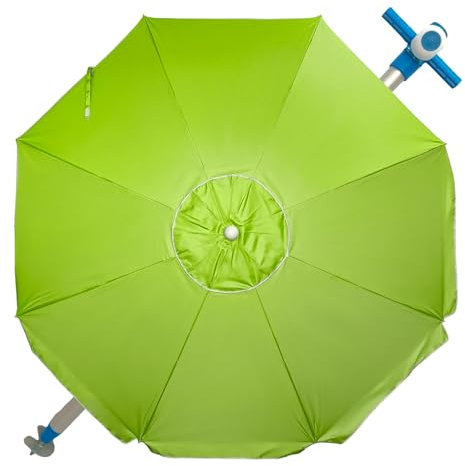 Pincho Sombrilla Playa Grande 220 cm, Antiviento hasta 35km/h, Protección UV 50, Materiales de Calidad, Tubo de Aluminio, 8 Varillas de Fibra, Palo reclinable, Incluye Bolsa de Transporte (Color 31)