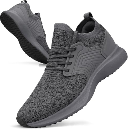 Giniros Scarpe Sneakers Uomo Scarpe Corsa Uomo Ginnastica Camminata Sportive Palestra Running Casual Jogging Tennis Outdoor Fitness Trekking Scarpe da Lavoro Comode Leggere Traspiranti Grigio 44EU