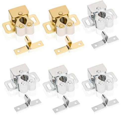 Camping Drawer Locks, Pack of 6 Furniture Catches, Caravan Cupboard Locks, Cabinet Accessories, Double Roller Catch Cabinet Door Cabinet Lock for Cupboard Doors, Kitchen