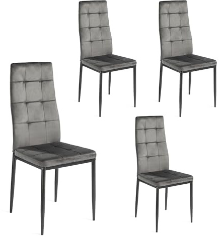 DUPI Pack 4 Sillas Comedor Denia, Silla Tela, Silla Patas de Metal (4 Unidades Gris)