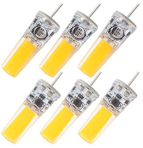 GRV G5.3 4W COB 2508 DC12~24 V cabinet LED silicone Light Crystal 35W, lampadina alogena di ricambio, Warm White, Confezione da 6