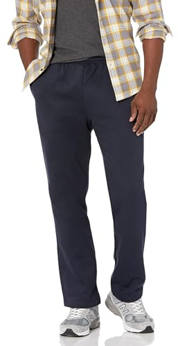 Amazon Essentials Pantaloni Sportivi in Pile con Fondo Aperto (Disponibili in Taglie Extra Forti) Uomo, Blu Marino, L
