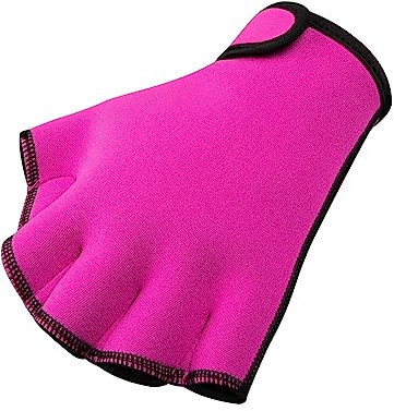 FitsT4 Sports Aqua Gloves Webbed Paddle Swim Gloves Fitness Water Aerobics and Swimming Resistance Training Gloves for Men Women Children Rose Red M