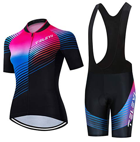 JPOJPO cykeltrikå, kortärmad, reflekterande cykelshorts set, flickor, rosa 2, L (Chest34–36 tum midja 25–29 tum)