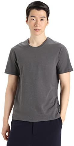 Icebreaker - Hombres Camiseta de Manga Corta Natural Blend Central Classic - para Uso Diario, Gimnasio y Entrenamiento - Monsoon, L