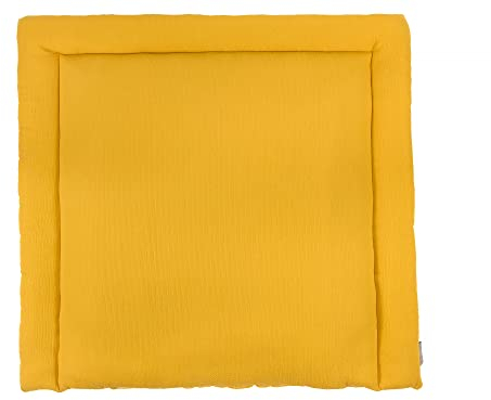 KraftKids Wickelauflage in Doppelkrepp Gelb Mustard, Wickelunterlage 85x75 cm (BxT), Wickelkissen