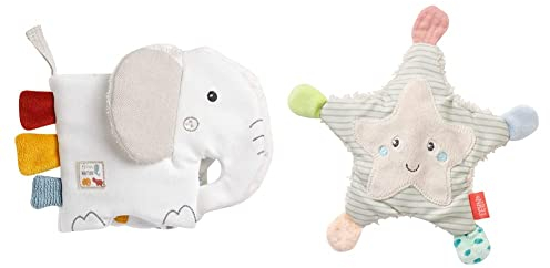 Fehn Soft Bilderbuch Elefant – mit Bio Baumwolle Stoff mit Tier Motiven & Fehn Knister Seestern – Activity Baby Raschel Spielzeug zum Greifen und Spielen - Activity-Rascheltier Babyspielzeug
