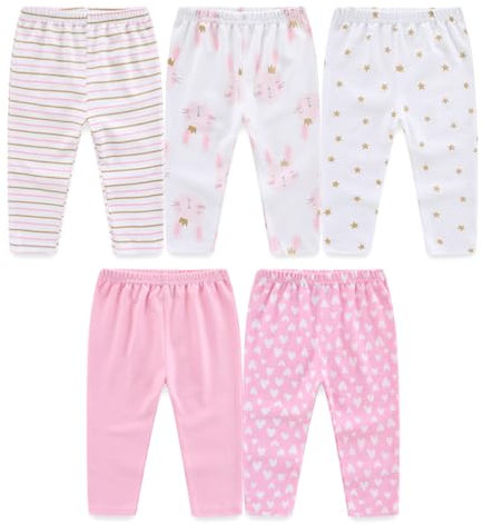 JELYLOVE 5er-Pack Unisex Baby Junge Mädchen Hosen Sets aus 100% Baumwolle Babyzubehör Neugeboren