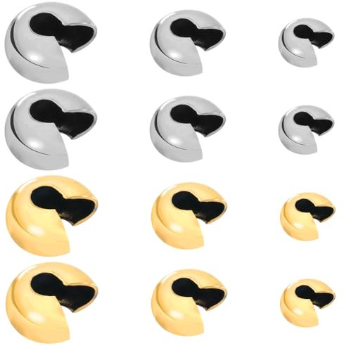 SUNNYCLUE 120 Pièces Cache-Perles à Écraser en Acier Inoxydable 304 - Or Argent Demi-Rond Couvercles Ouverts pour la Fabrication de Bijoux Accessoires