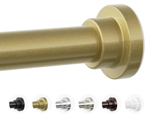 Mcrbeay Shower Curtain Rod, 1 Diameter Heavy Duty Tension Shower Rod, Non Slip Adjustable 28-74 inch No Drilling Shower Curtain Rods Spring Tension For Bathroom, Shower Stall, No Rust, Chrome Gold