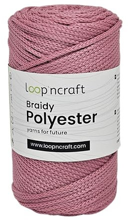 Cordón de poliéster braidy, cordón para bolsos de ganchillo, decoración del hogar, hobby creativo, cordón de 2 mm, 100 g por 90 m (malva 07)