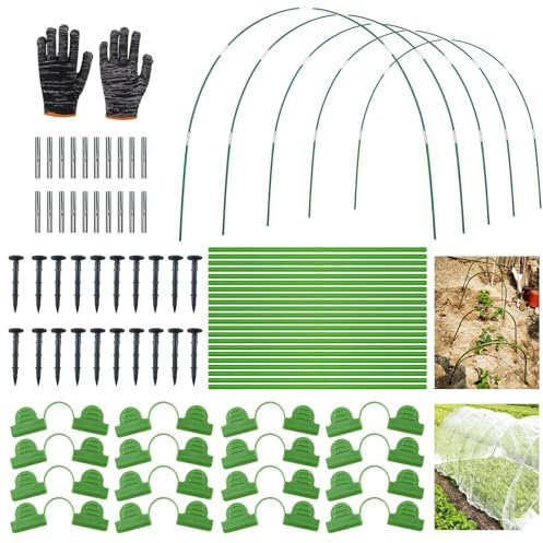 30pcs Serre Tunnel, Serra da Giardino con Guanti, Archi per Serra Orto Coperture a Tunnel Protezioni per Piante Arco Giardino per Aiuole Rialzate, Pneumatici per Cerchi Serra da Giardino per Cortili