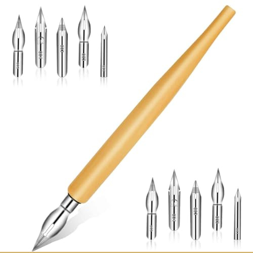 RSYHVG Retro Dip Pen Solid wooden pen Art English Calligraphy Comic Pen set Wooden dip pen can be changed tip,dip pen,calligraphy pens,dip pens for artists