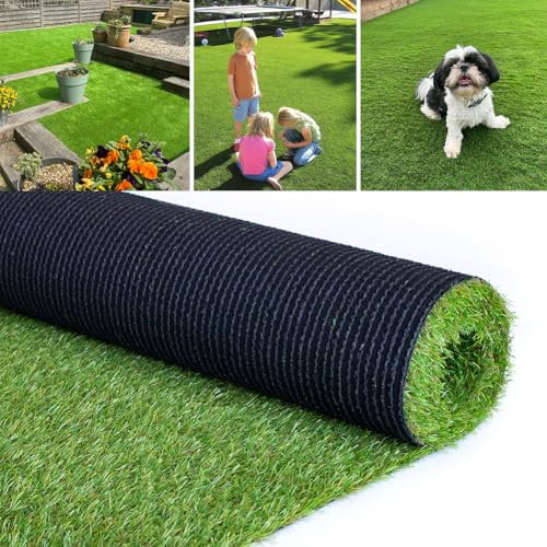 Petgrow 1 m × 3 m hierba artificial para mascotas, 20 mm de altura de hierba sistema de autodrenaje permanente, alfombras de césped falsas, simulación natural para terraza, balcón, exterior e