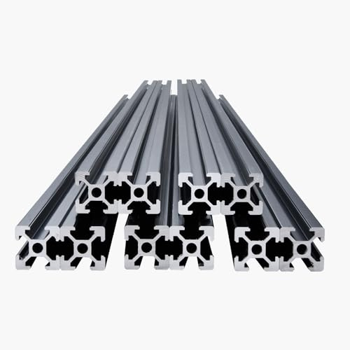 VEVOR Profilés d'Extrusion en Aluminium 2020, Lot de 10, Rail Linéaire Anodisé Norme Européen Rainure en T 1500 mm, Haute Résistance, pour Imprimante 3D, Machine Bricolage CNC, Gravure au Laser, Noir