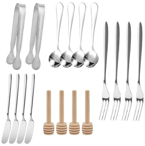 Silverbestickset i rostfritt stål, skedar och gafflar | bestickset i rostfritt stål i 18 delar –, matverktyg, servis för isbitar, socker och