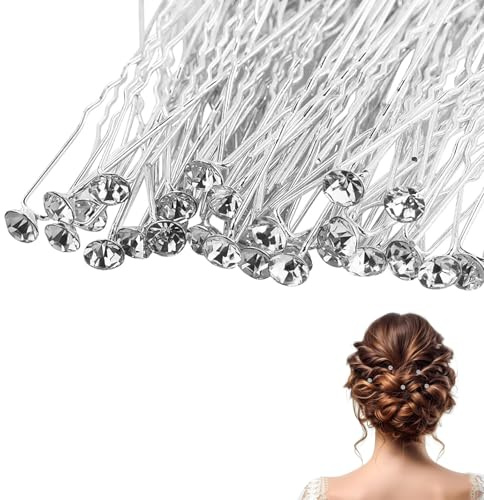 30 Stück Hochzeitshaarnadeln Brauthaarnadeln U-förmige Diamant-Haarnadeln Kristallblumen-Form-Haarnadel, weiße Diamant-Haarnadel für Frauen, Mädchen, Hochzeit, Ball