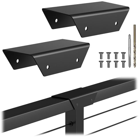 CKE Flat Handrail Accessories, 2 Pack Aluminum Extension Handrail Connector, Straight Sleeve for Black Cable Railing Post System, Handrail Connector for Flat Top Rail Straight Handrail Fitting HF05