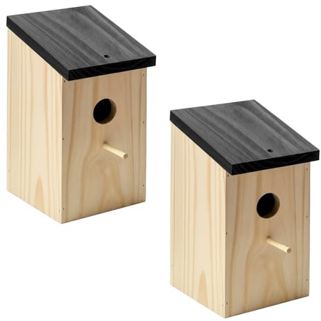Flatro Bird Nesting Box for Gardens UK (2 Pack) | Small Bird House for Robin, Sparrows, Blue Tits & Other Wildlife Birds
